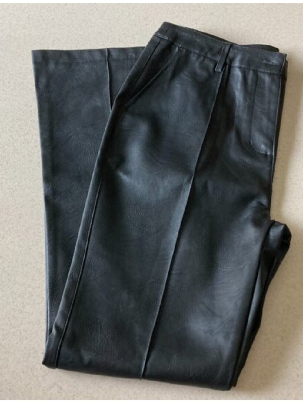 Shinestar Elegant Black Faux Leather Flare Pants Women Size L